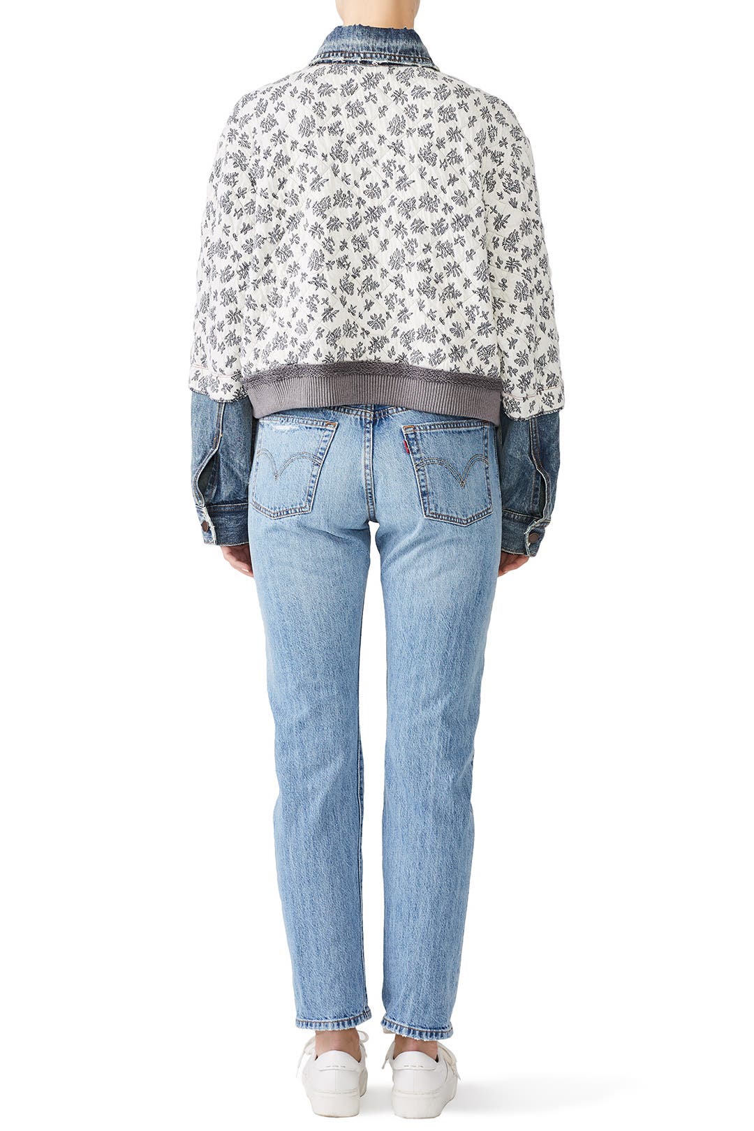 free people quilted ditsy denim jacket