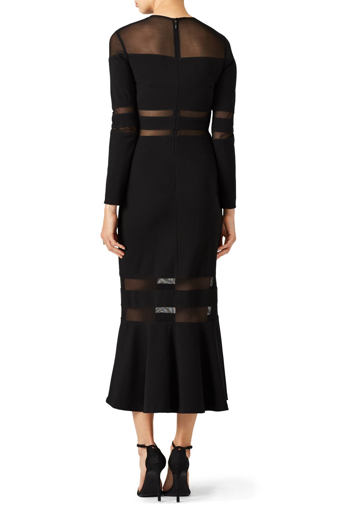 nicole miller black illusion gown