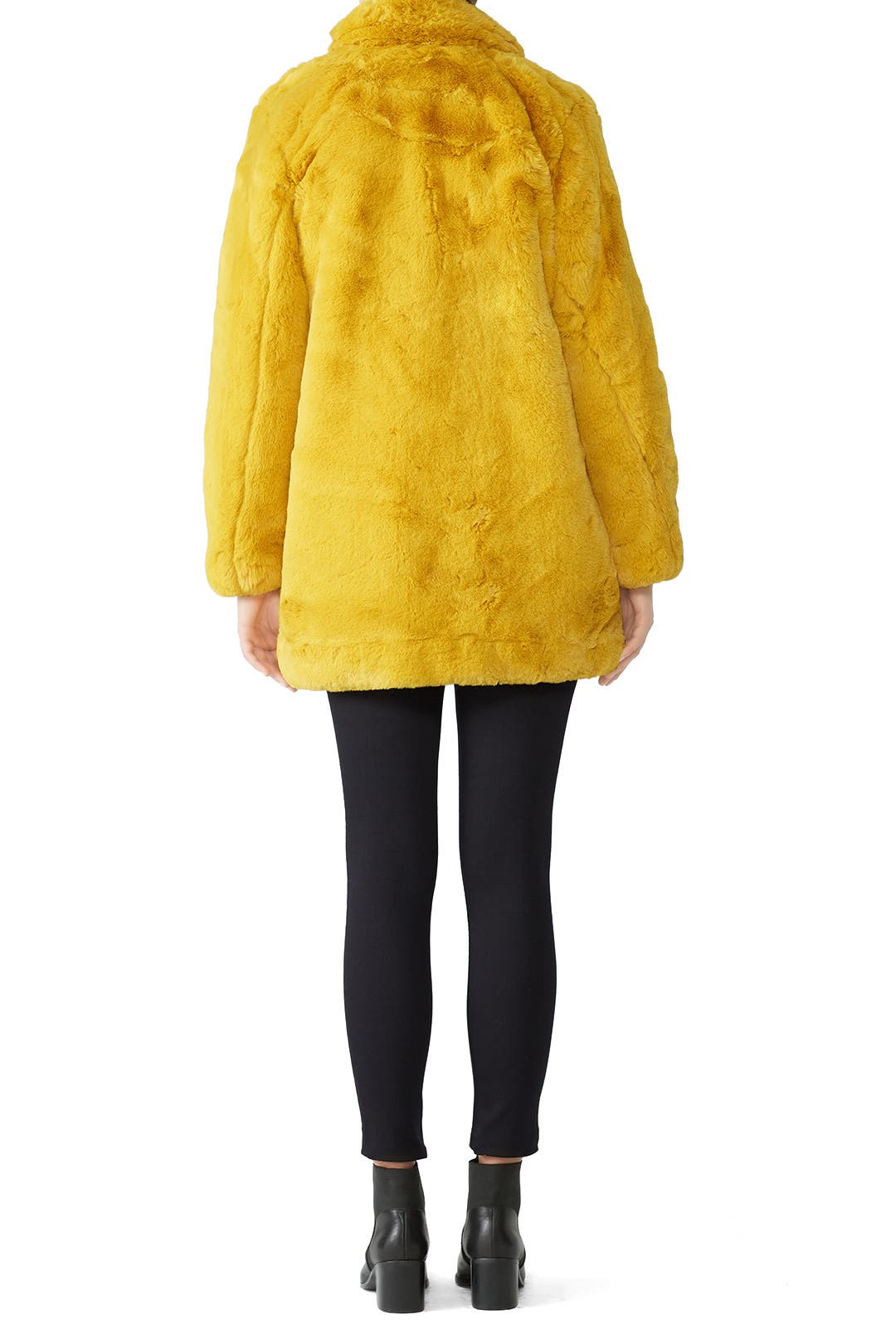 mustard fur coat