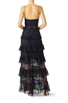 nicholas iris lace gown black