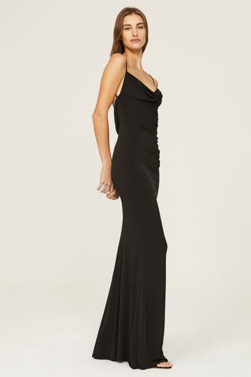 katie may surreal cowl back evening dress