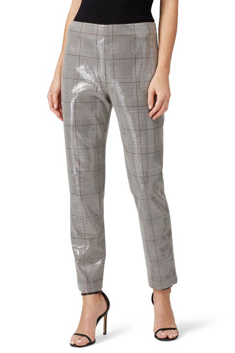 sequin plaid pants