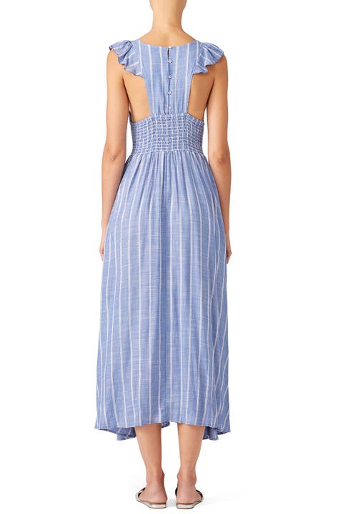 chambray butterflies midi dress in red