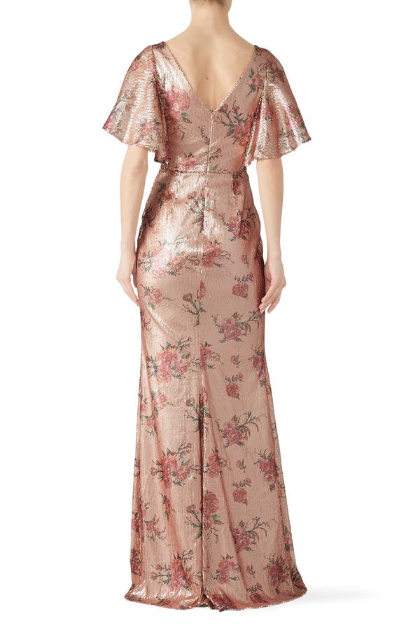 Blush Floral Sequin Gown by Marchesa 