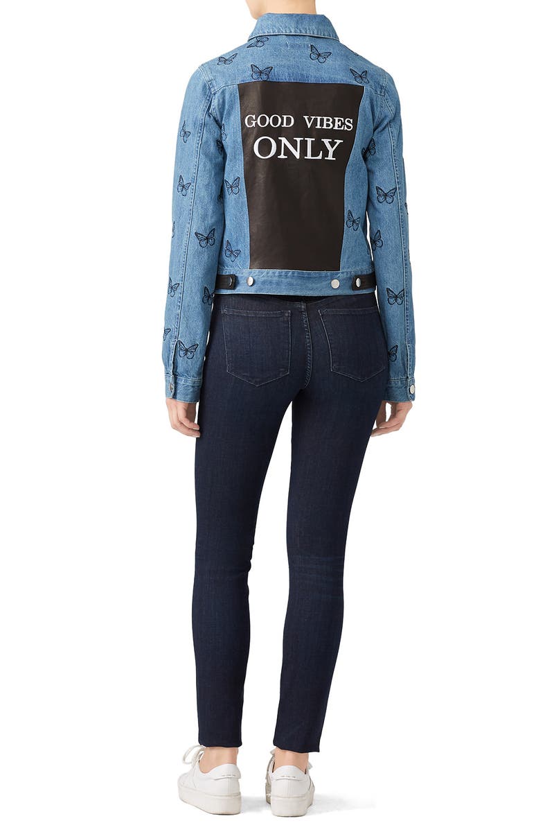 good vibes only denim jacket