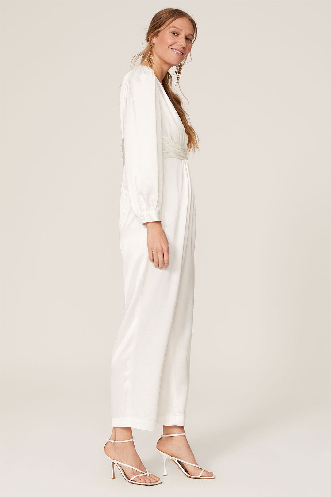 White Satin Jumpsuit by Ieena for Mac 