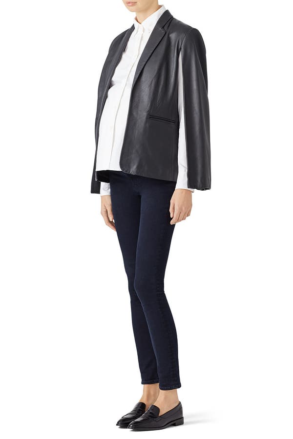 leather cape blazer