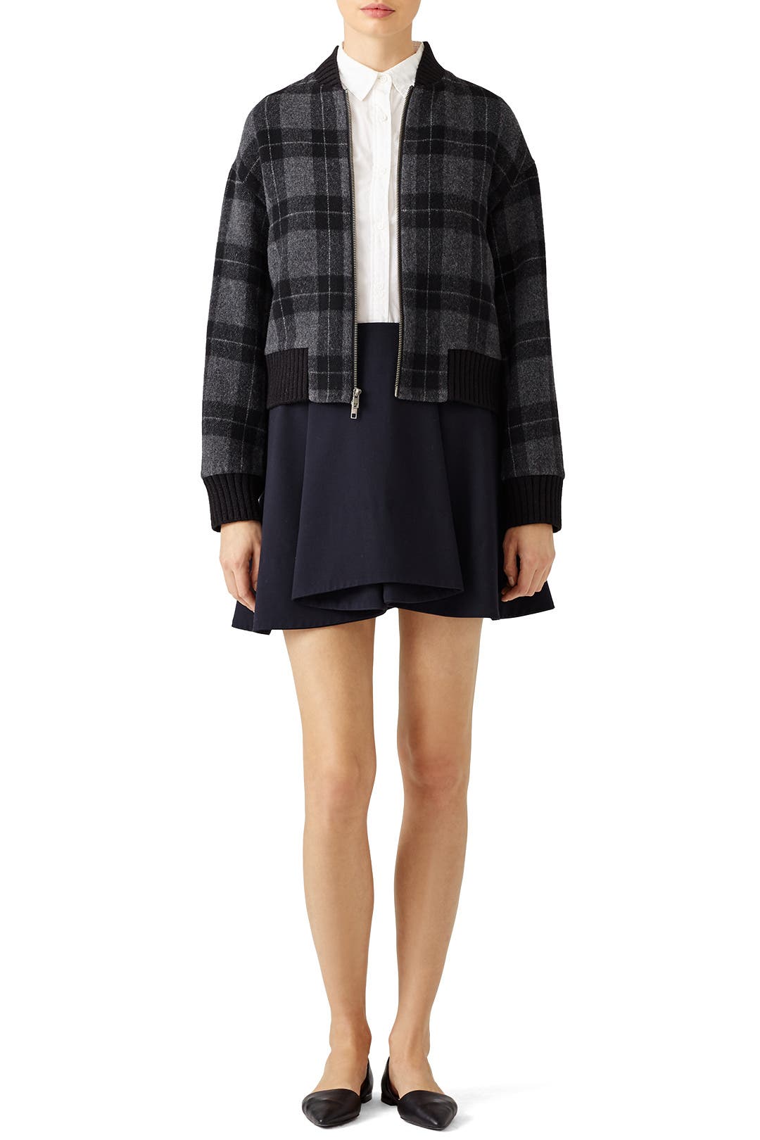 vince plaid bomber jacket