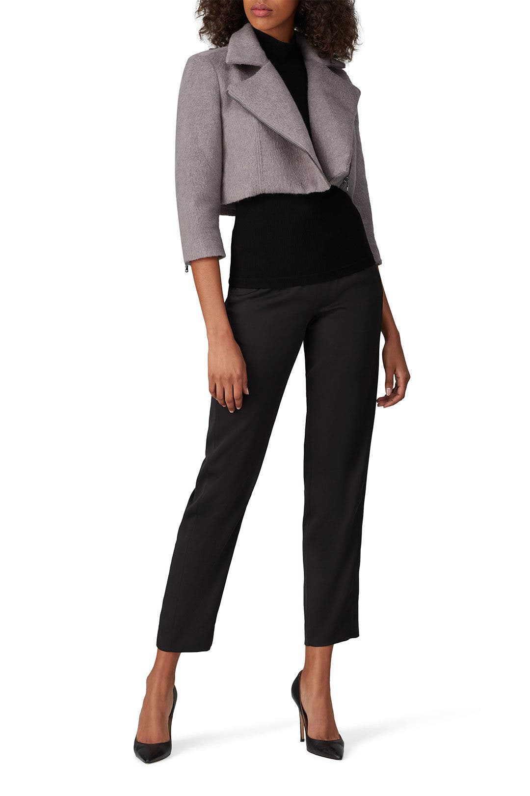 Grey Cropped Moto Jacket by Toccin Rent the Runway