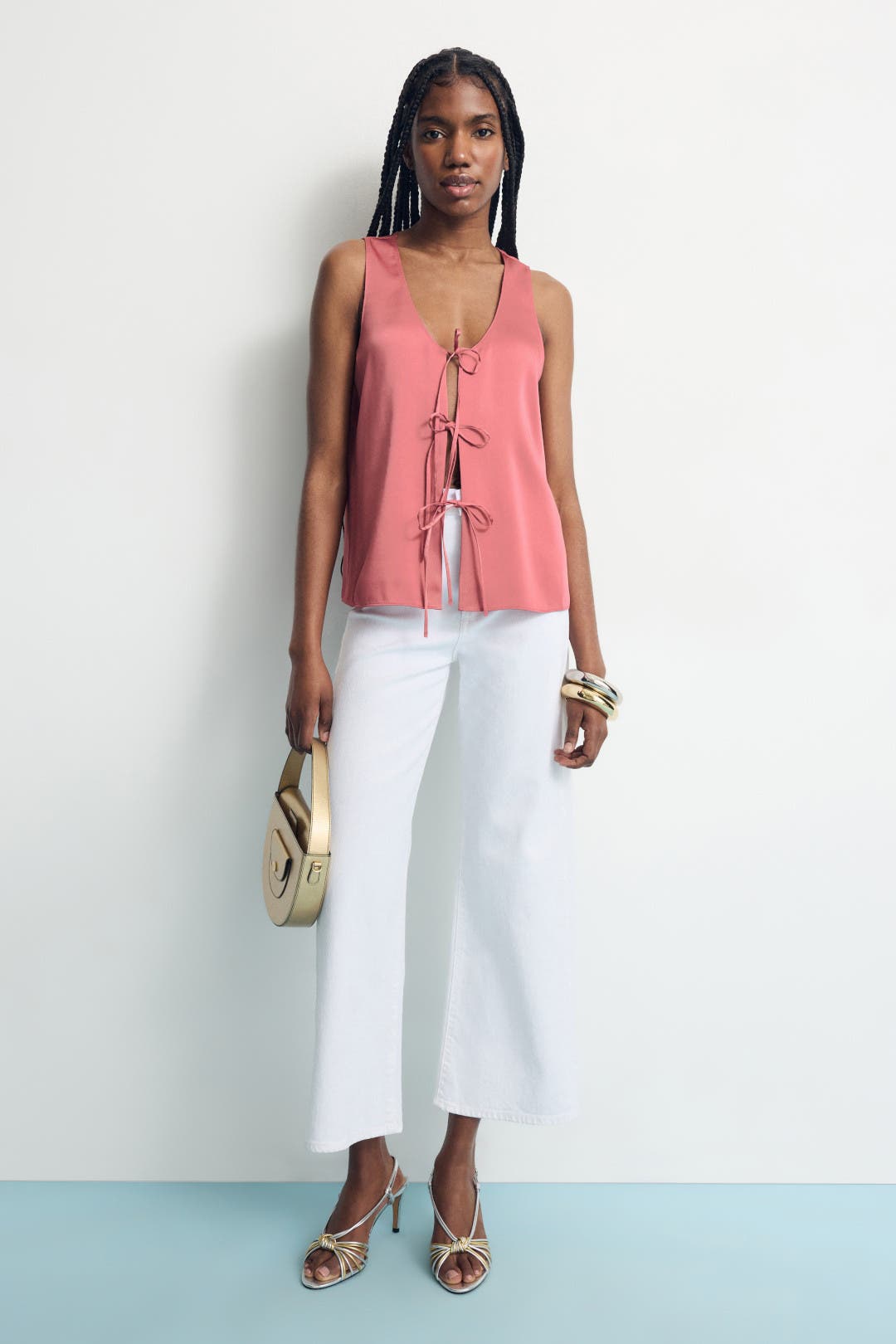 Tie Front Satin Tank by Rosetta Getty x RTR | Rent the Runway