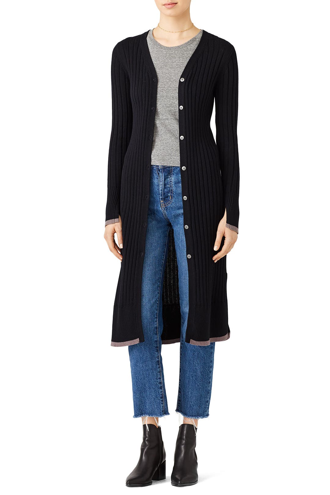 Black Ribbed Cardigan by Michael Stars for 30 Rent the Runway