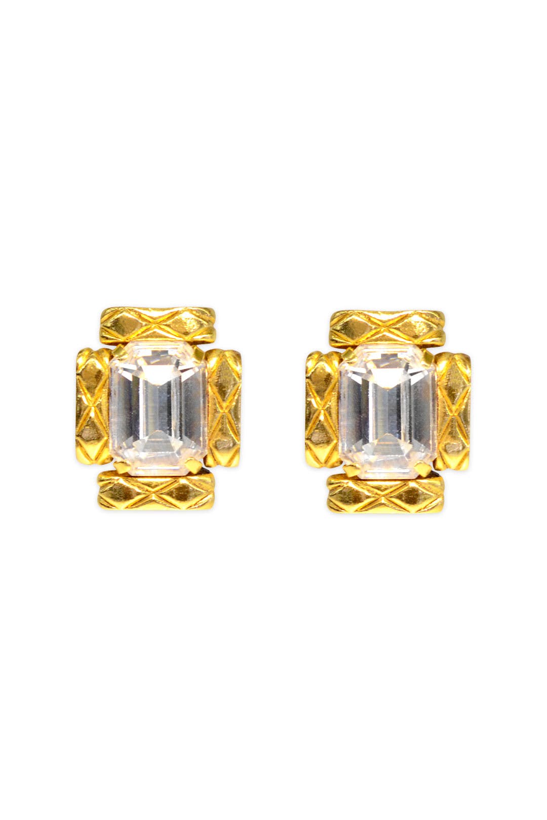 Vintage Chanel Crystal Rectangle Earrings by WGACA Vintage