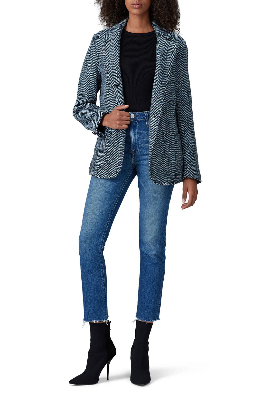 Blue Herringbone Jacket by Fifteen Twenty Rent the Runway