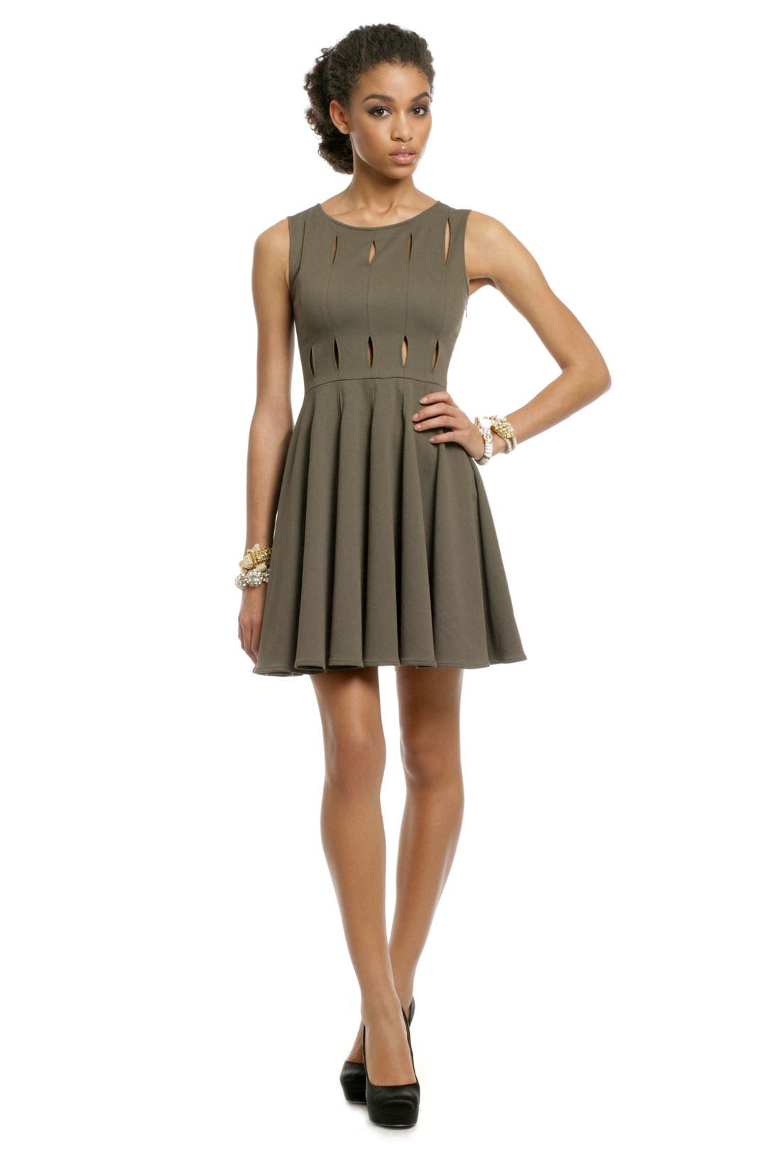 Olive Peep Dress by Opening Ceremony