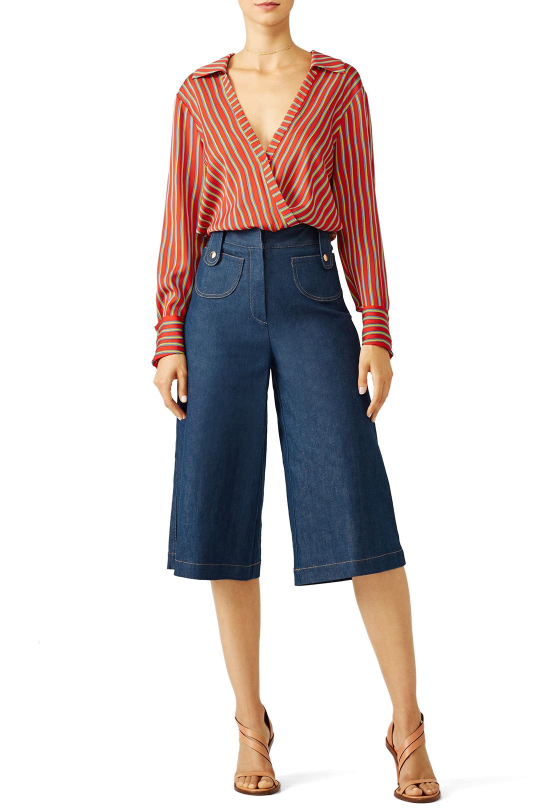 Red Stripe Wrap Top by Diane von Furstenberg | Rent the Runway