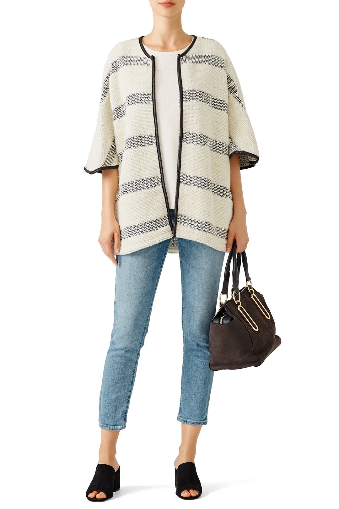 Ivory Striped Jacket by Waverly Grey for 36 Rent the Runway