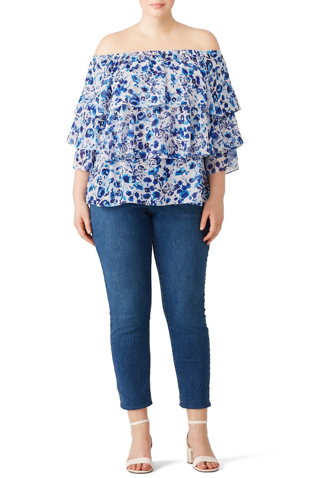 Marie Ruffle Blouse Blue main image 0