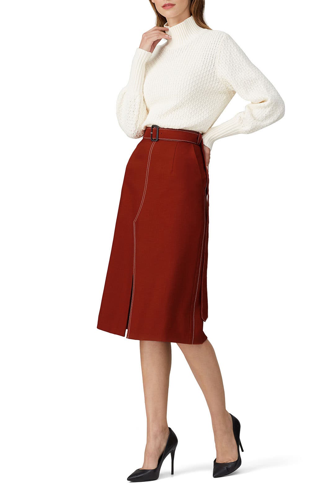 Orange Tropical Wool Skirt by Marni | Rent the Runway