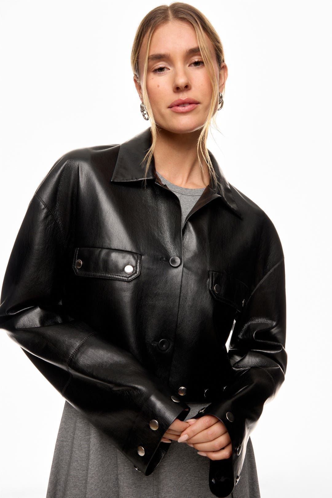 レザージャケット・コート nanushka Black synthetic leather Kassie shirt NAN71.jpg