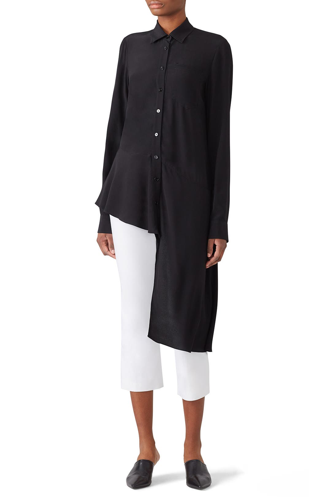 Asymmetric Shoulder Shirt Black main image 0