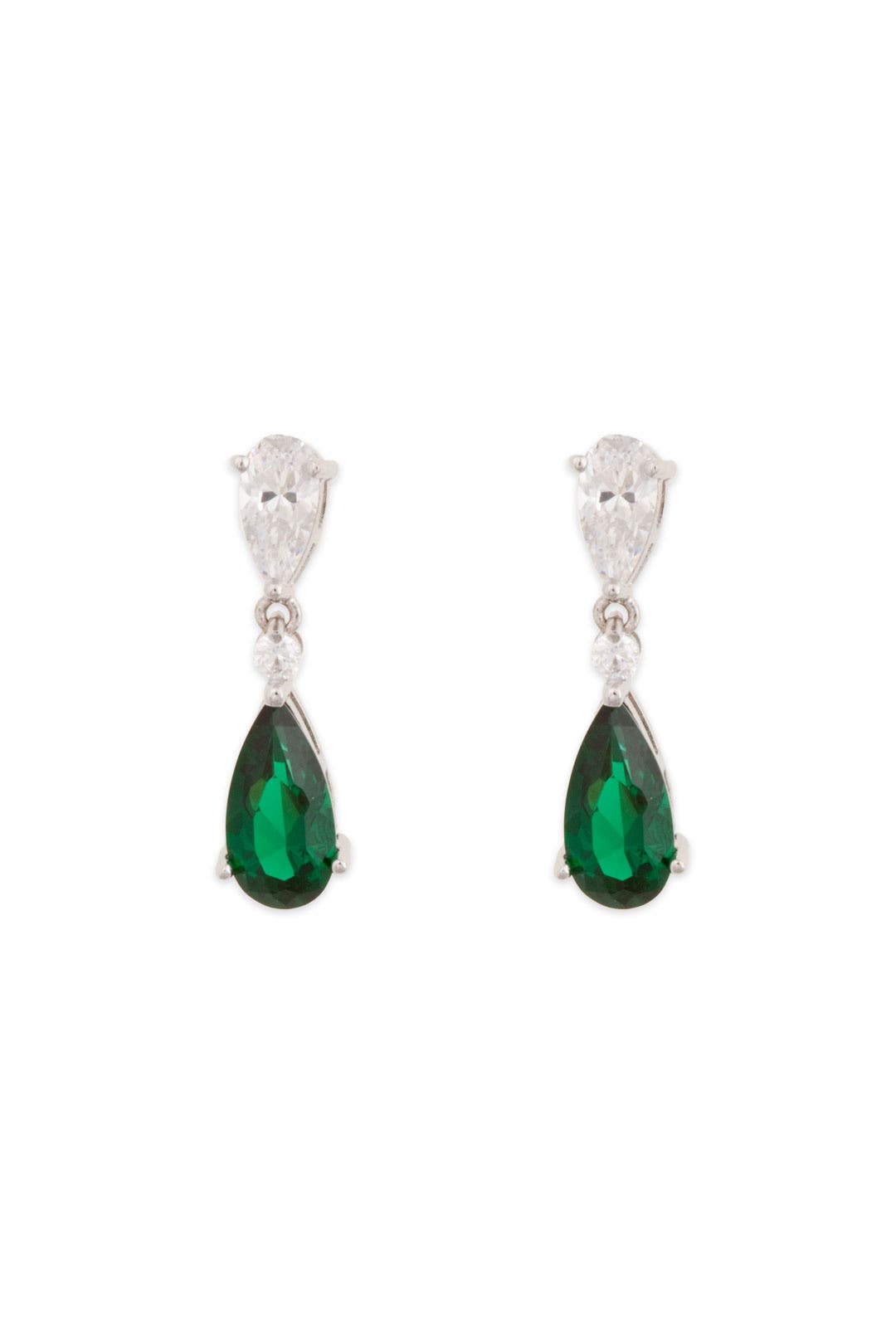 Emerald Tear and Crystal Drop Earrings by Crislu