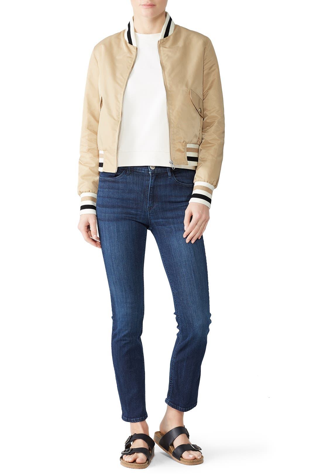 Stripe Rib Knit Bomber Jacket by Samantha Sipos Rent the Runway