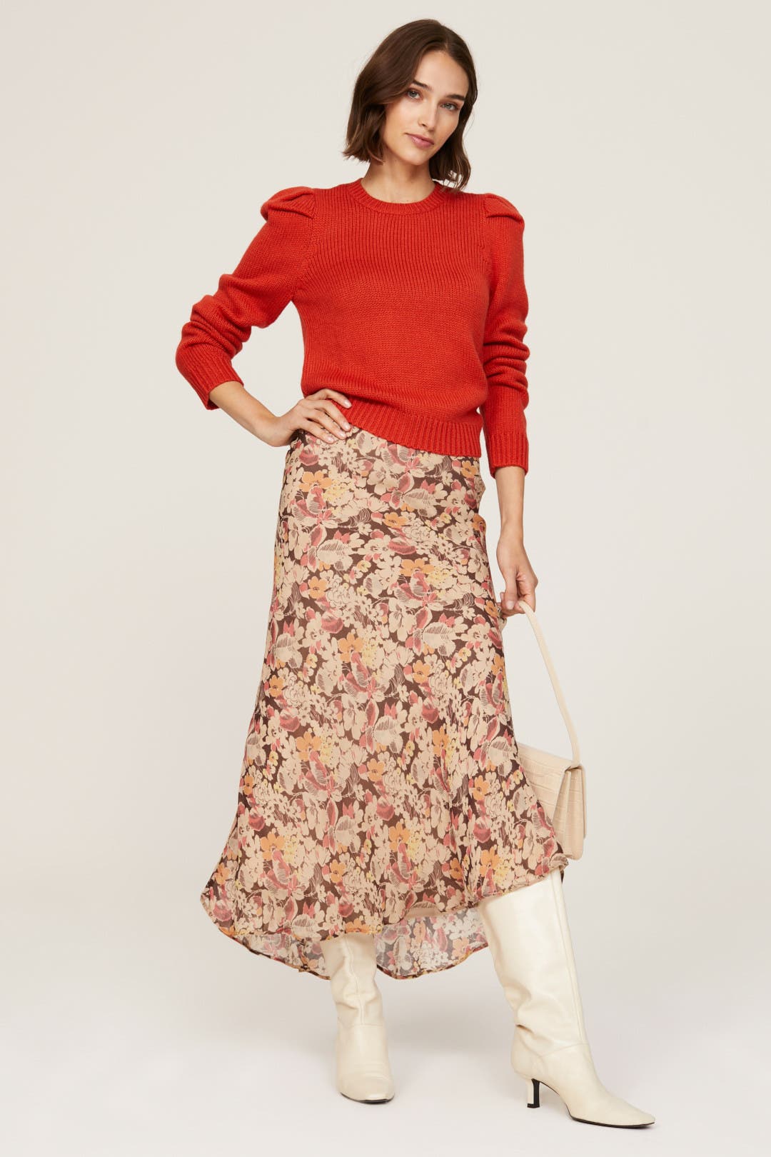 Lottie Puff Sleeve Sweater Red main image 1
