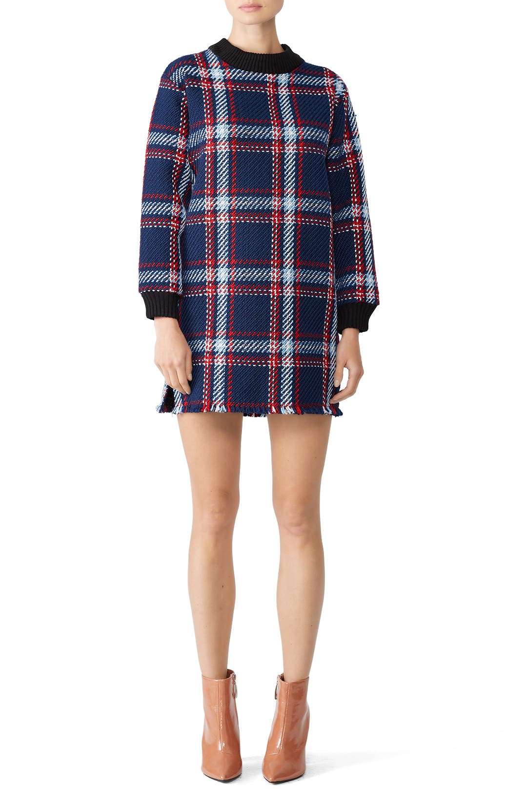 Plaid Fringe Shift Dress by J.O.A. Rent the Runway