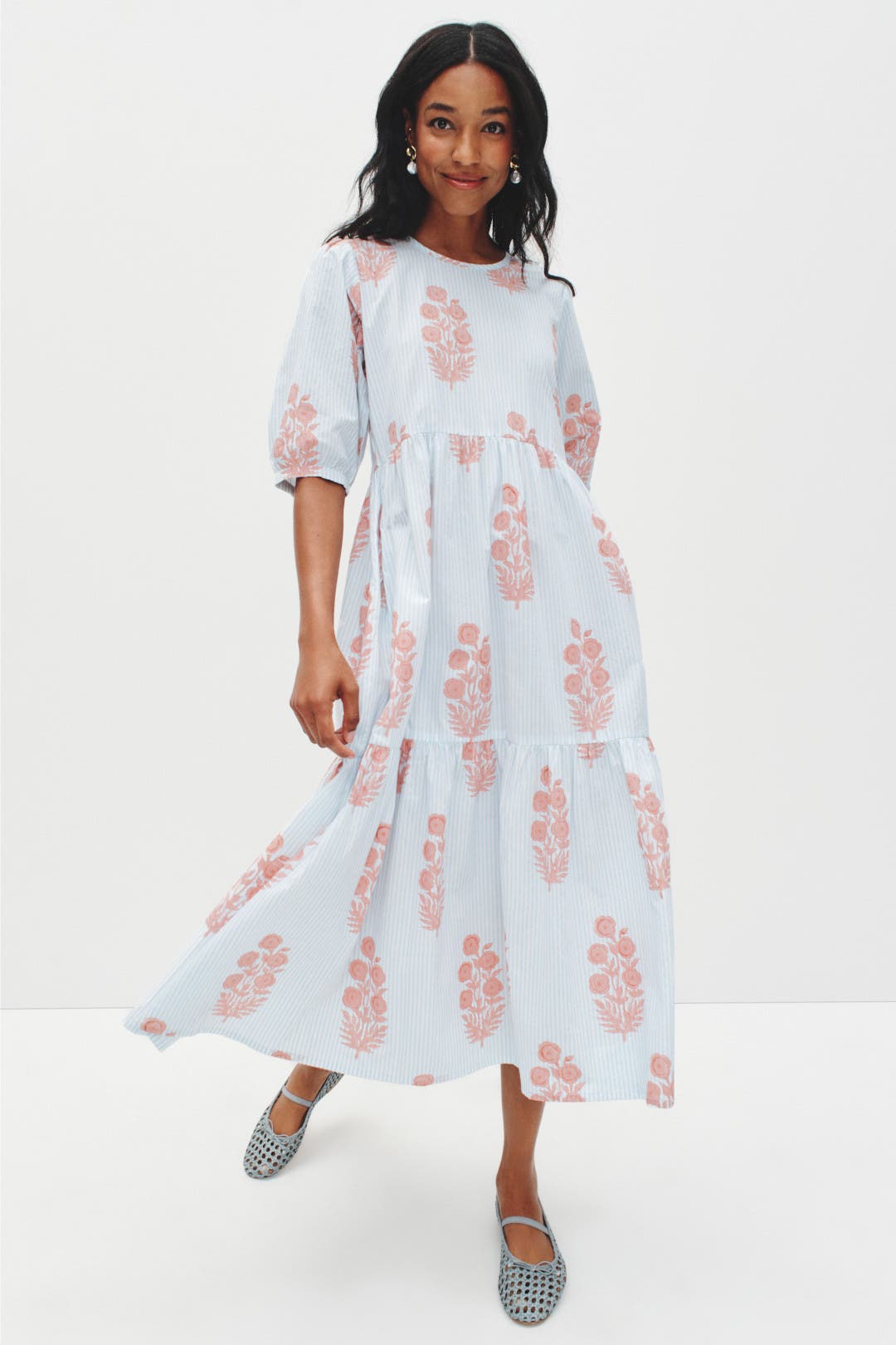ワンピース SZ BLOCKPRINTS Gaia Dress Cashmere Blue Women's Gaia Block Print Dress, Cashmere Blue - SZ
