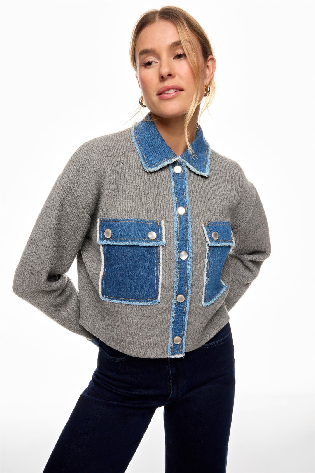 John + Jenn Domenico Crochet Knit Cardigan- Porcelain