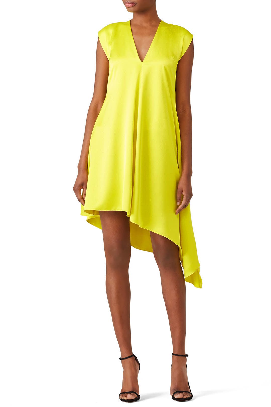 Long Sleeve Asymmetrical Hem Mini Dress - Yellow main image 1