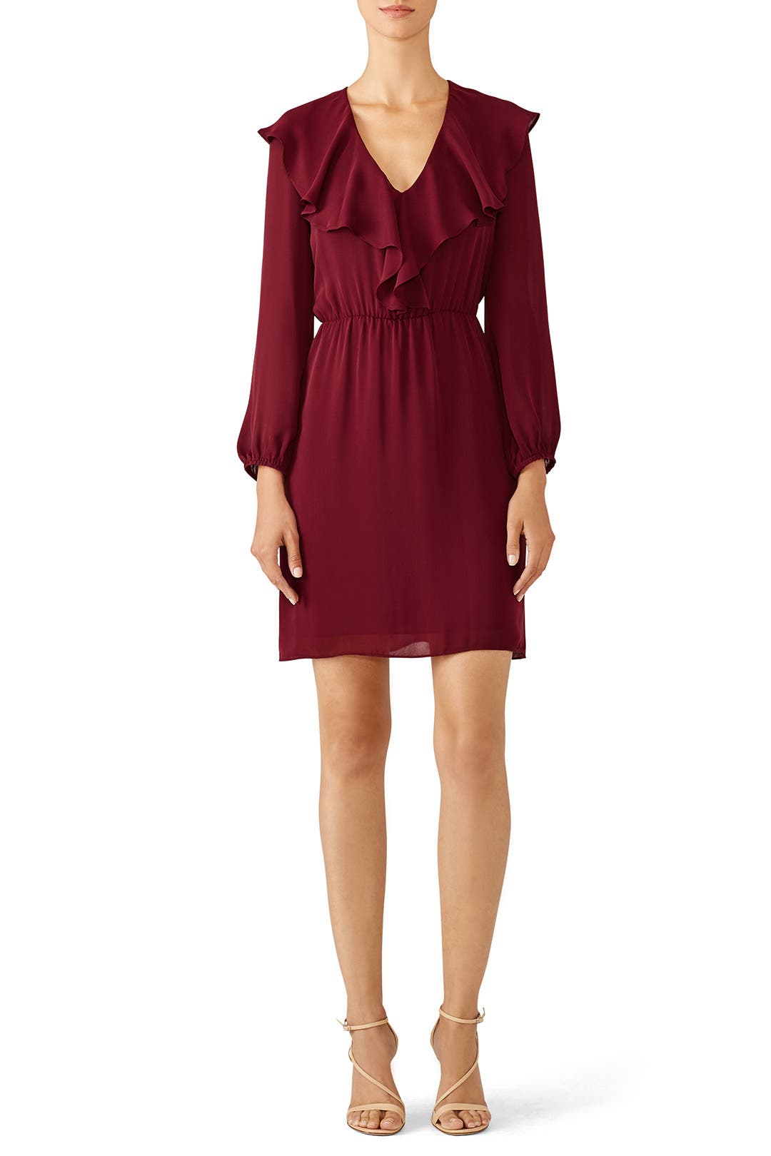 Ruffled Bordeaux Dress by Amanda Uprichard for 96 Rent the Runway