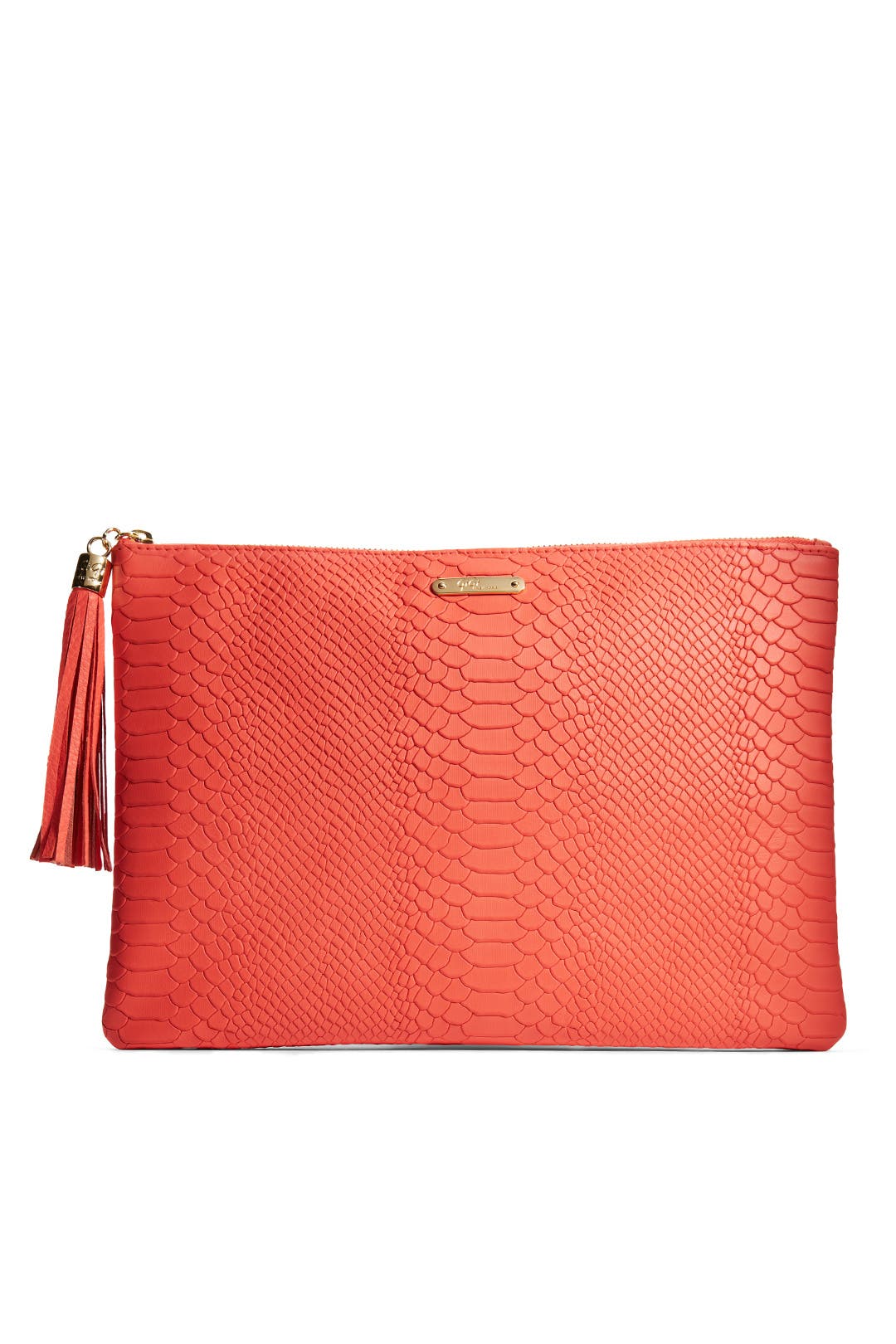 Salmon Uber Python Clutch by Gigi New York
