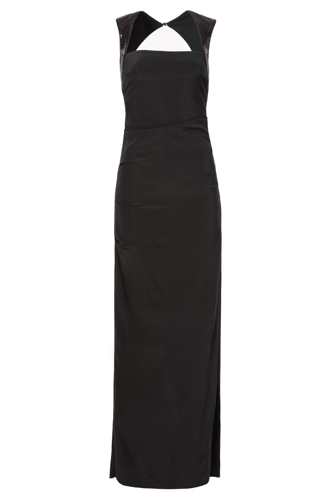 Black Open Back Sequin Gown by Nicole Miller