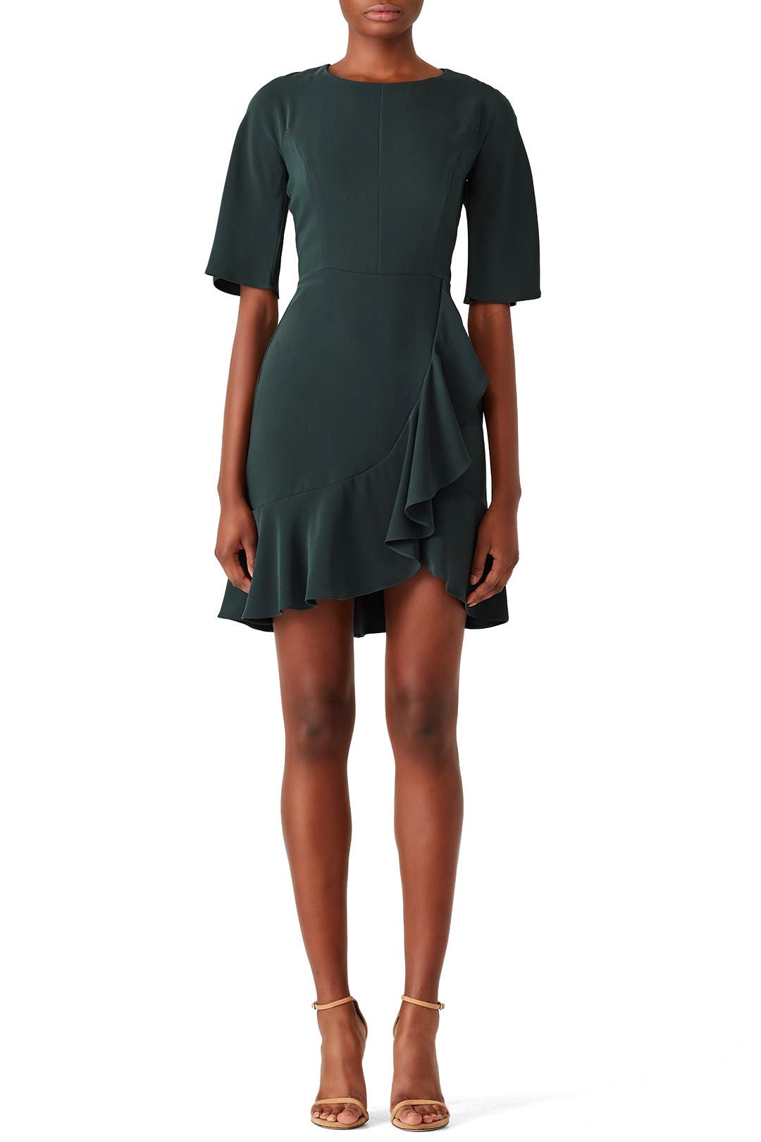 Faux wrap ruffle dress
