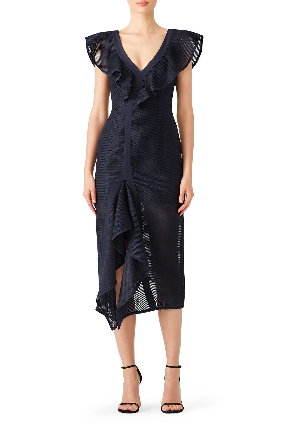 Blue Ruffle Midi Dress by Keepsake Rent the Runway