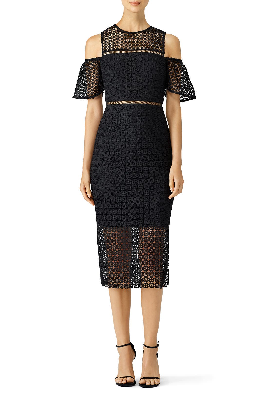Geometric Lace Cold Shoulder Sheath by Cynthia Rowley Rent the Runway