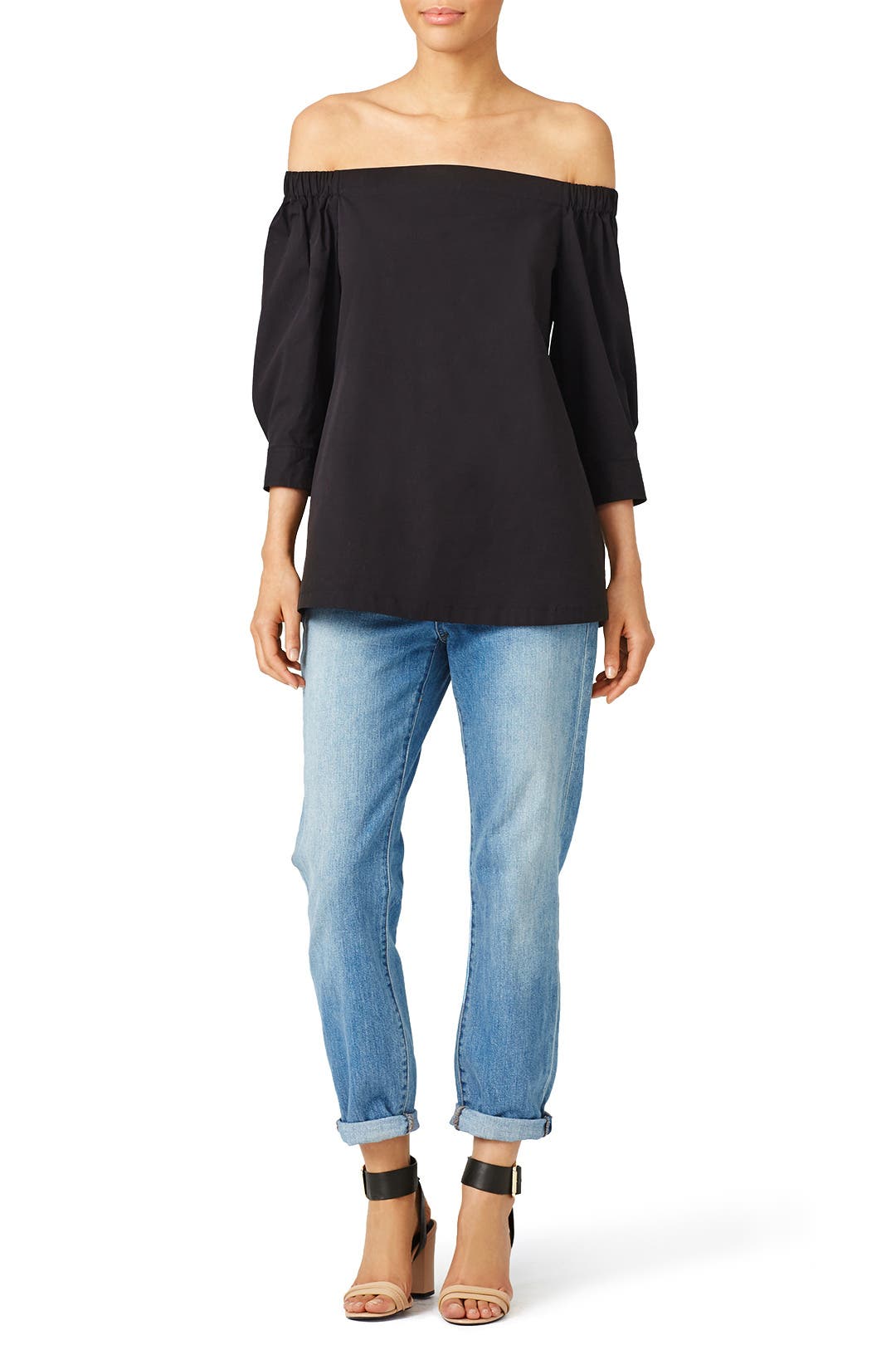 Black Off The Shoulder Shirt by Theory for 54 Rent the Runway