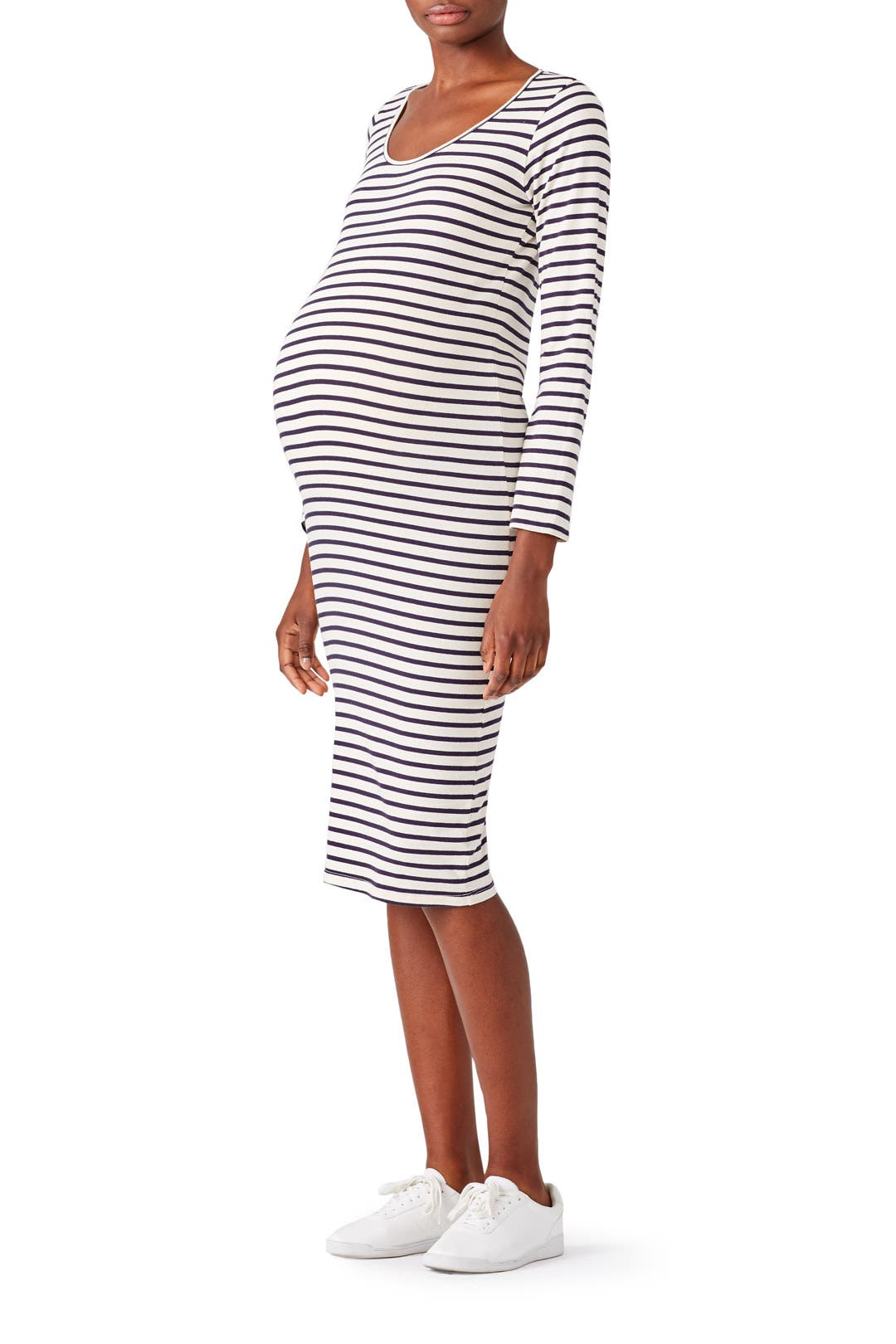 Stripe Sleeve Maternity Dress by MONROW Rent the Runway