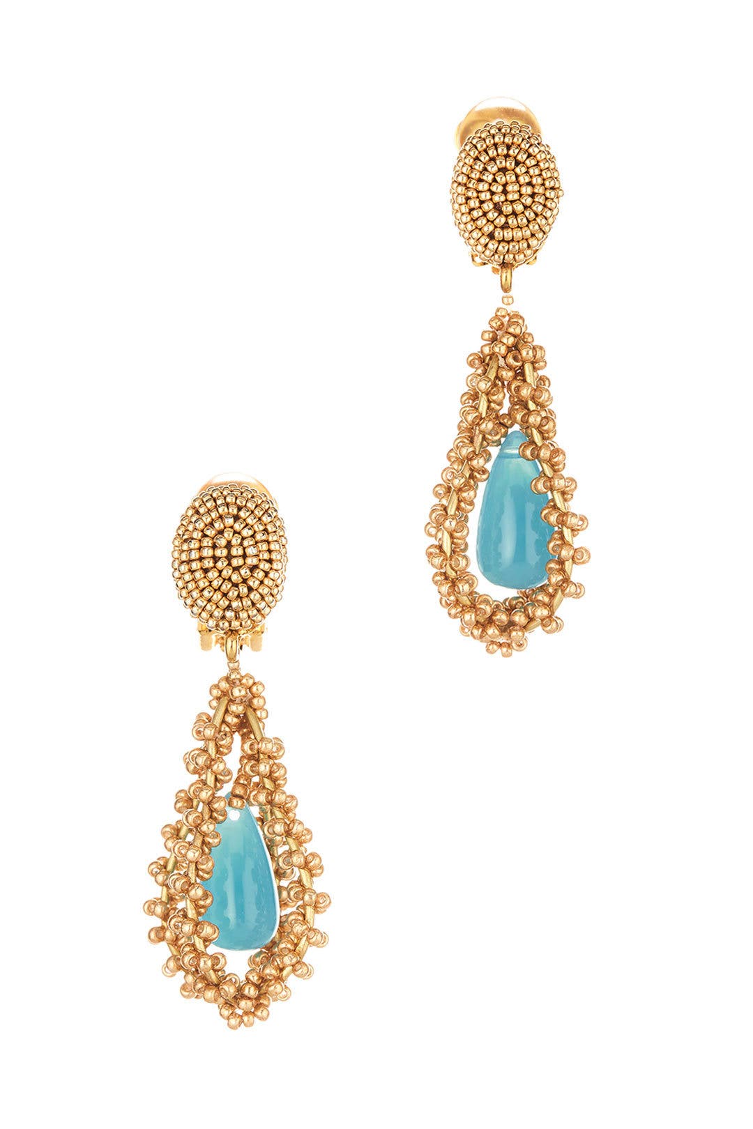 Gold Embroidered Drop Earrings by Oscar de la Renta for 288 Rent the Runway