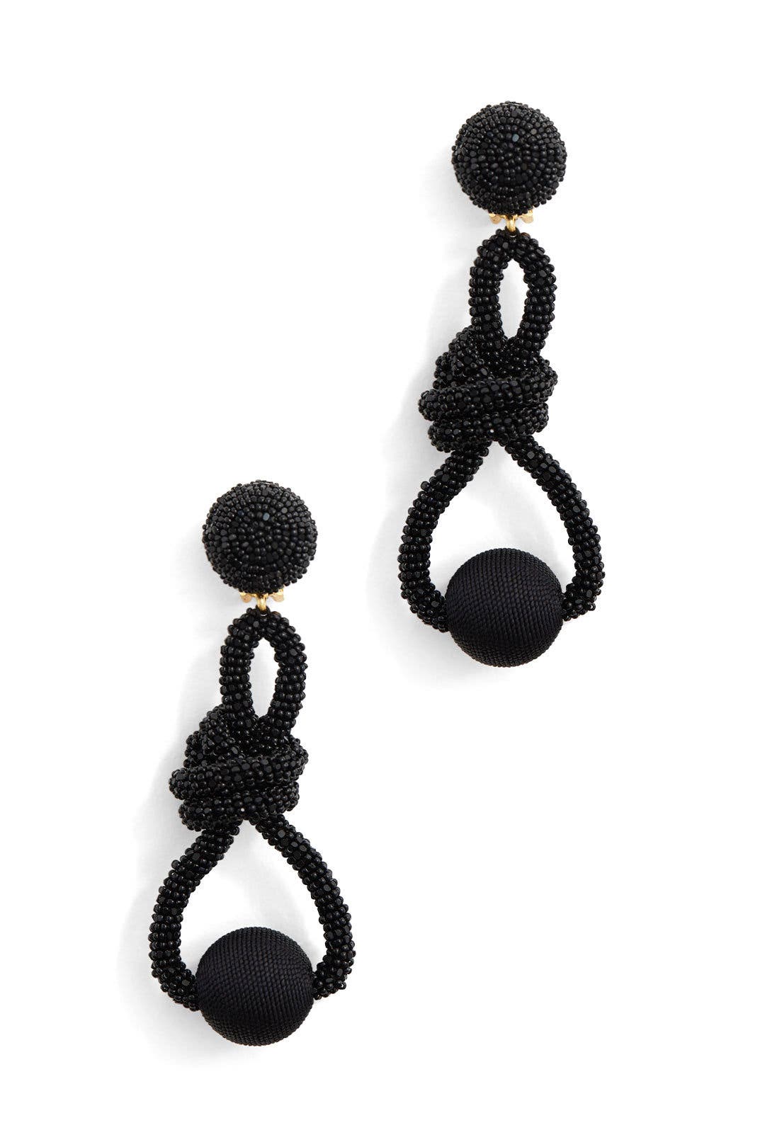 Black Beaded Knot Earrings by Oscar de la Renta for 217 Rent the Runway