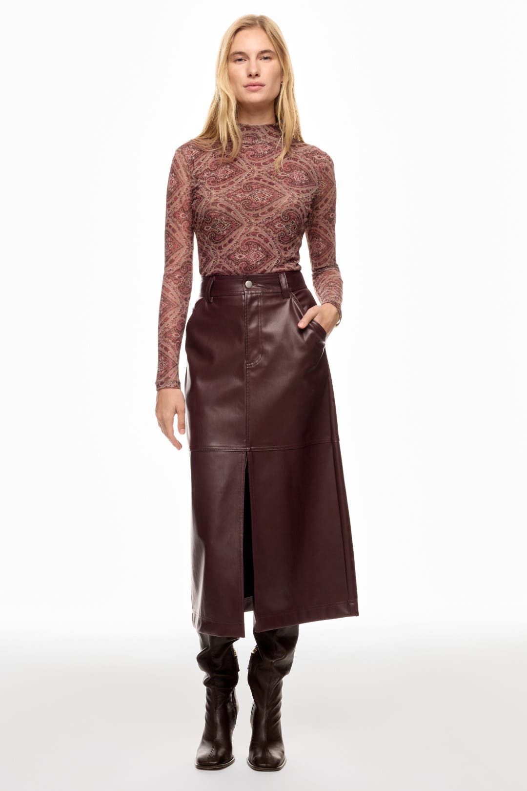 Crew Neck Mesh Top in Java main image 1