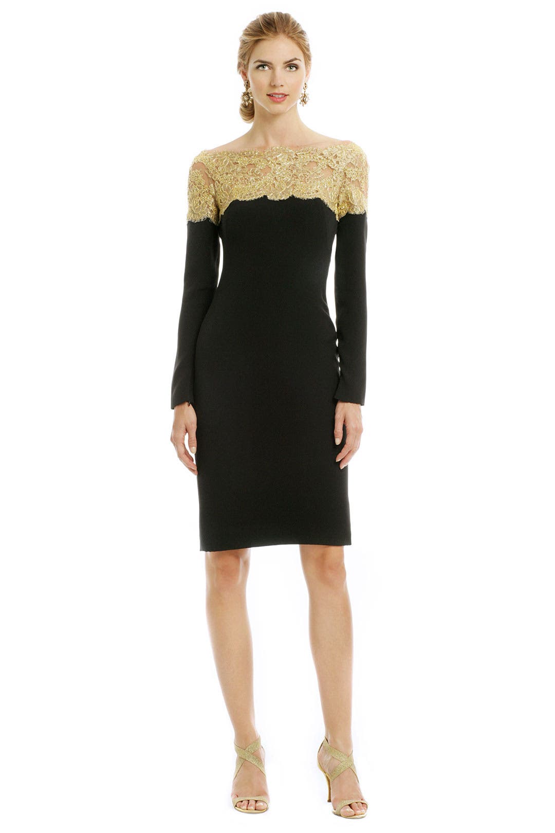 Golden Lace Locket Dress by Reem Acra