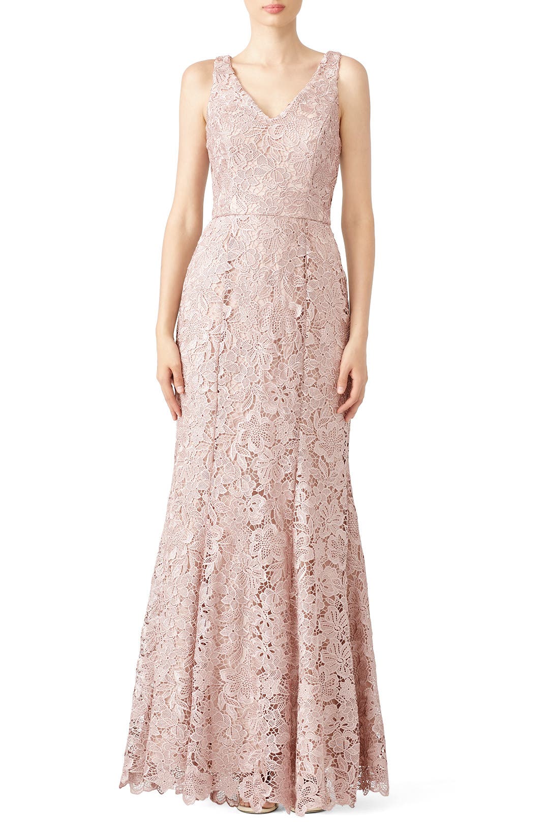 Blush Floral Lace Gown by JS Collection for 45 Rent the Runway