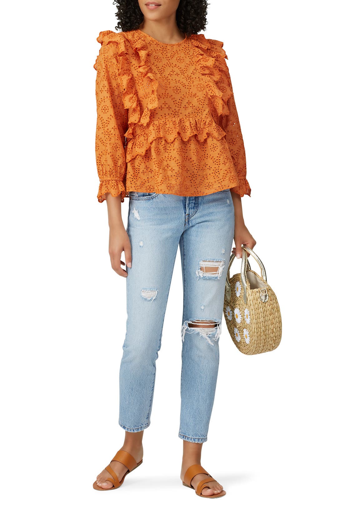 Eyelet Flutter Top by The Great. Rent the Runway