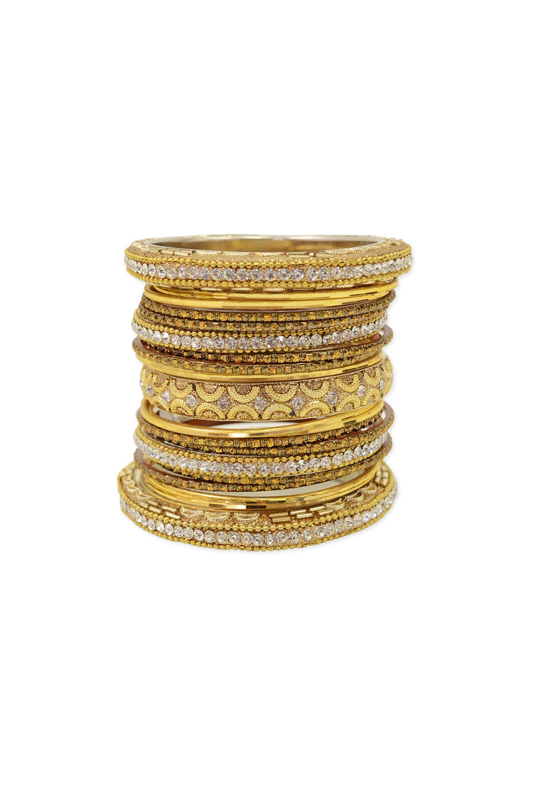 Gold Glitz Bangle Stack by Chamak by Priya Kakkar