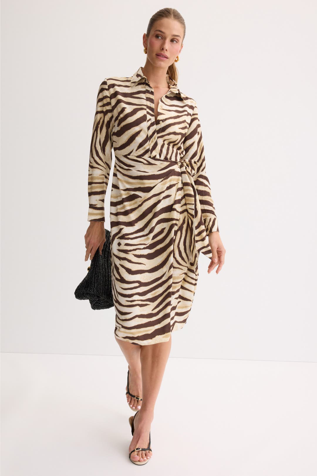 ax paris green leopard print dress Green Animal Print Belted Midi Shirt Dress – AX Paris main image 0