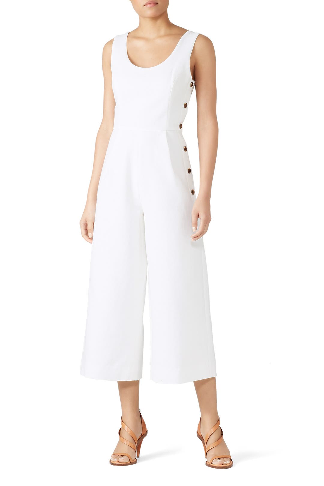 White Scoop Neck Jumpsuit by Habitual Rent the Runway