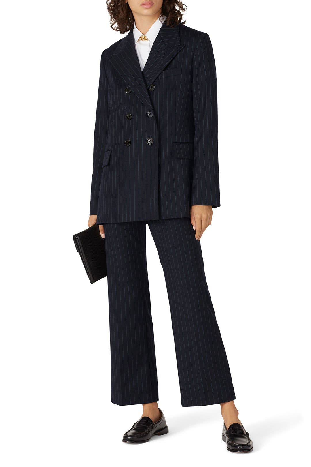 スーツ pin stripe designbaggy flare slacks Pinstripe Flare Trousers by ALEXACHUNG | Rent the Runway