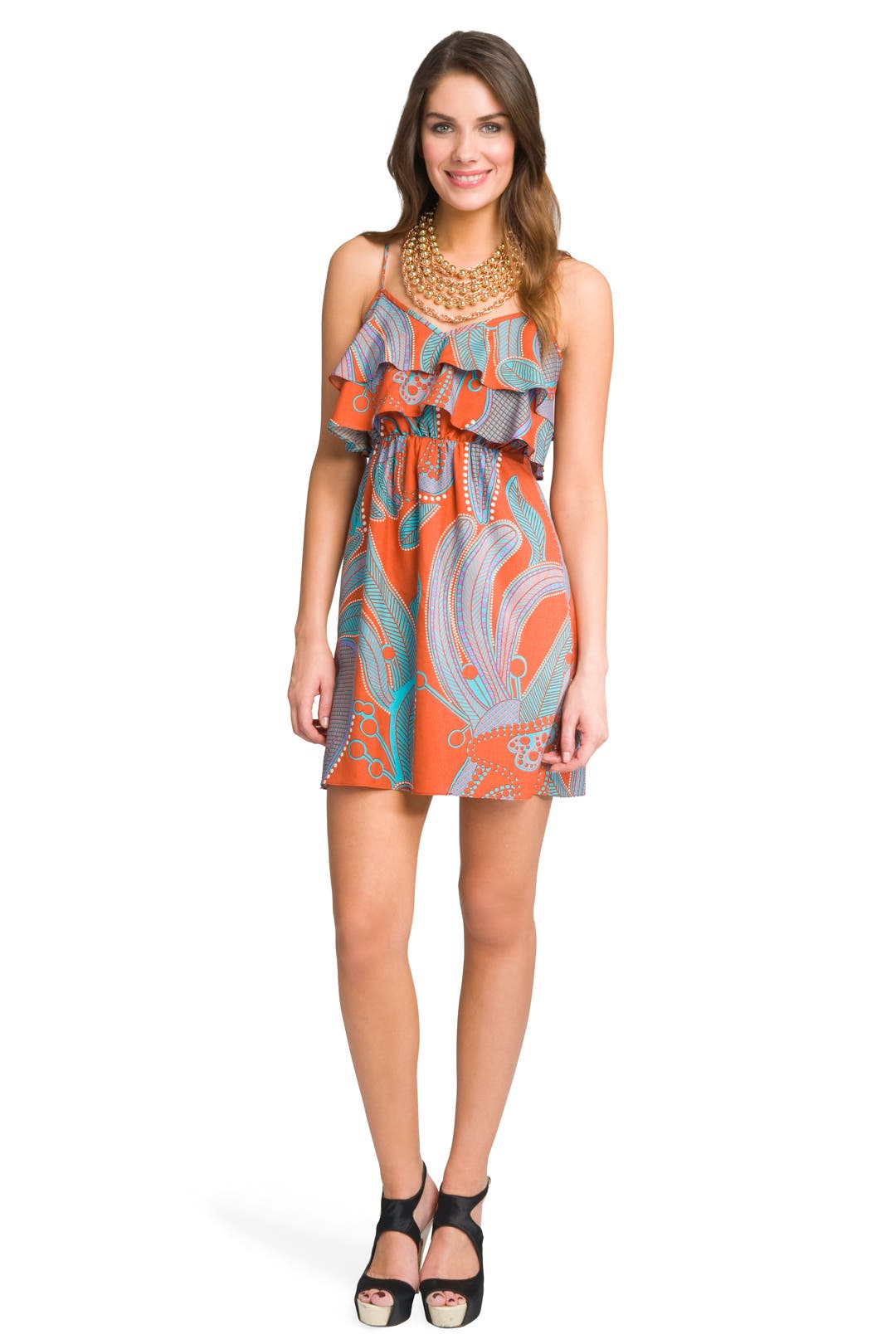 Vintage Printed Ruffle Dress by Tibi